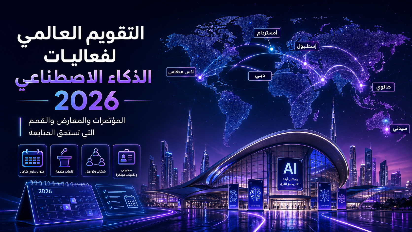 مؤتمرات الذكاء الاصطناعي 2026: التواريخ والأماكن والمتحدثون